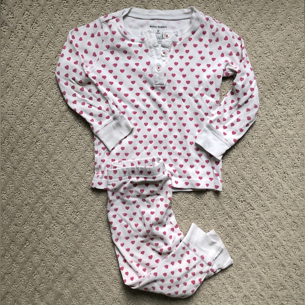 Kids Heart Print Roller Rabbit Pajamas - size 2T
